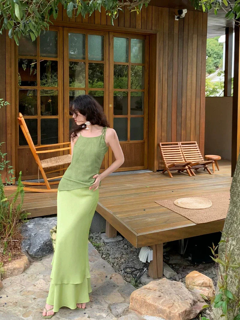 Tie-Dye Layered Maxi Skirt