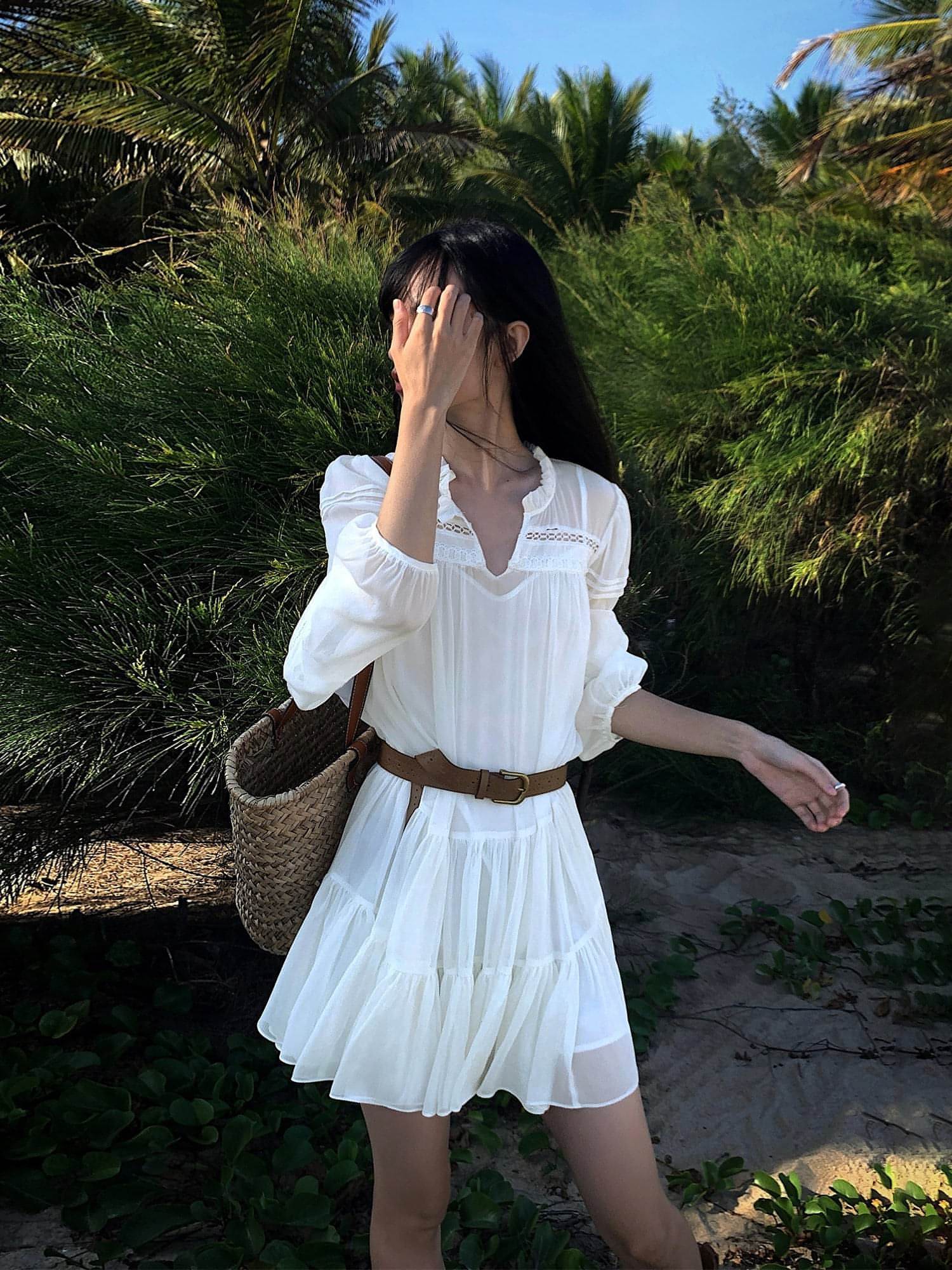 Summer French Style White Shirt Dress