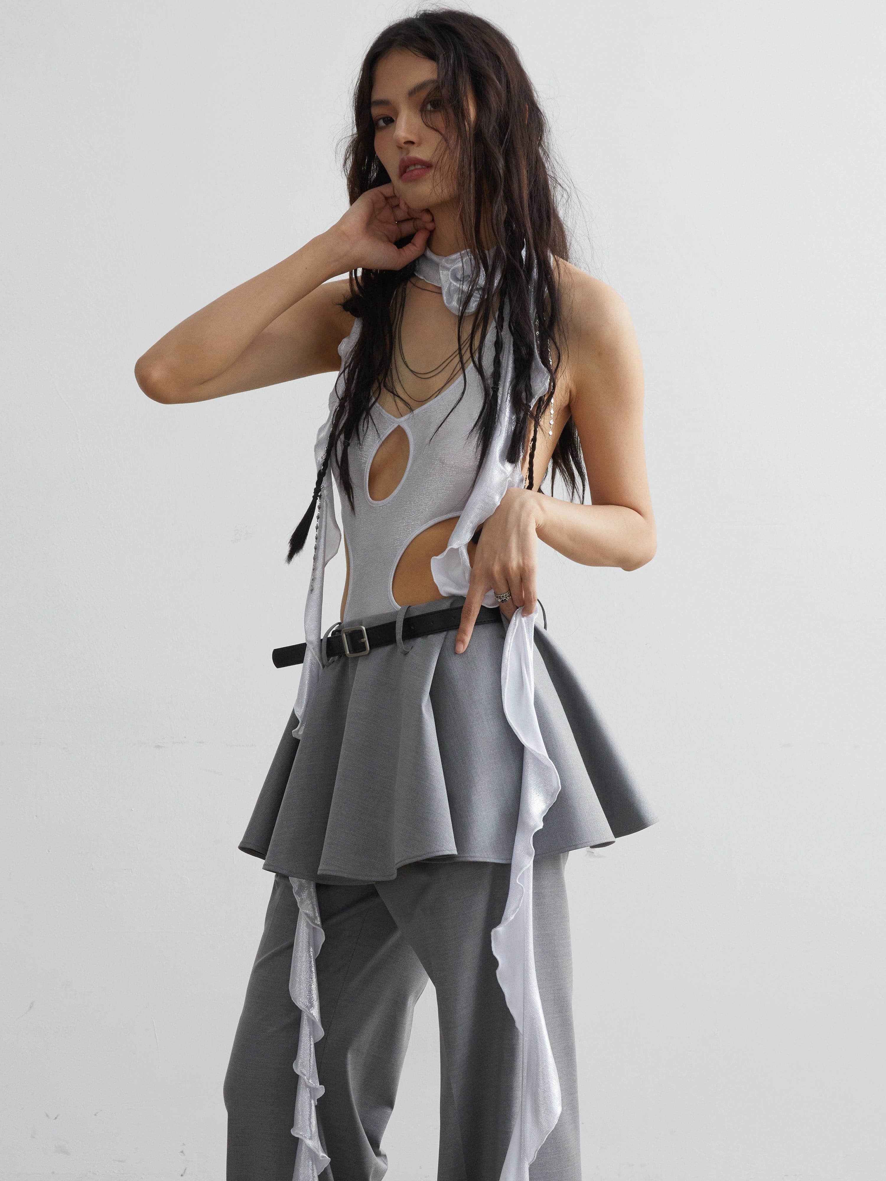 Silver Metallic Stretch Vest - Sleek And Sensual