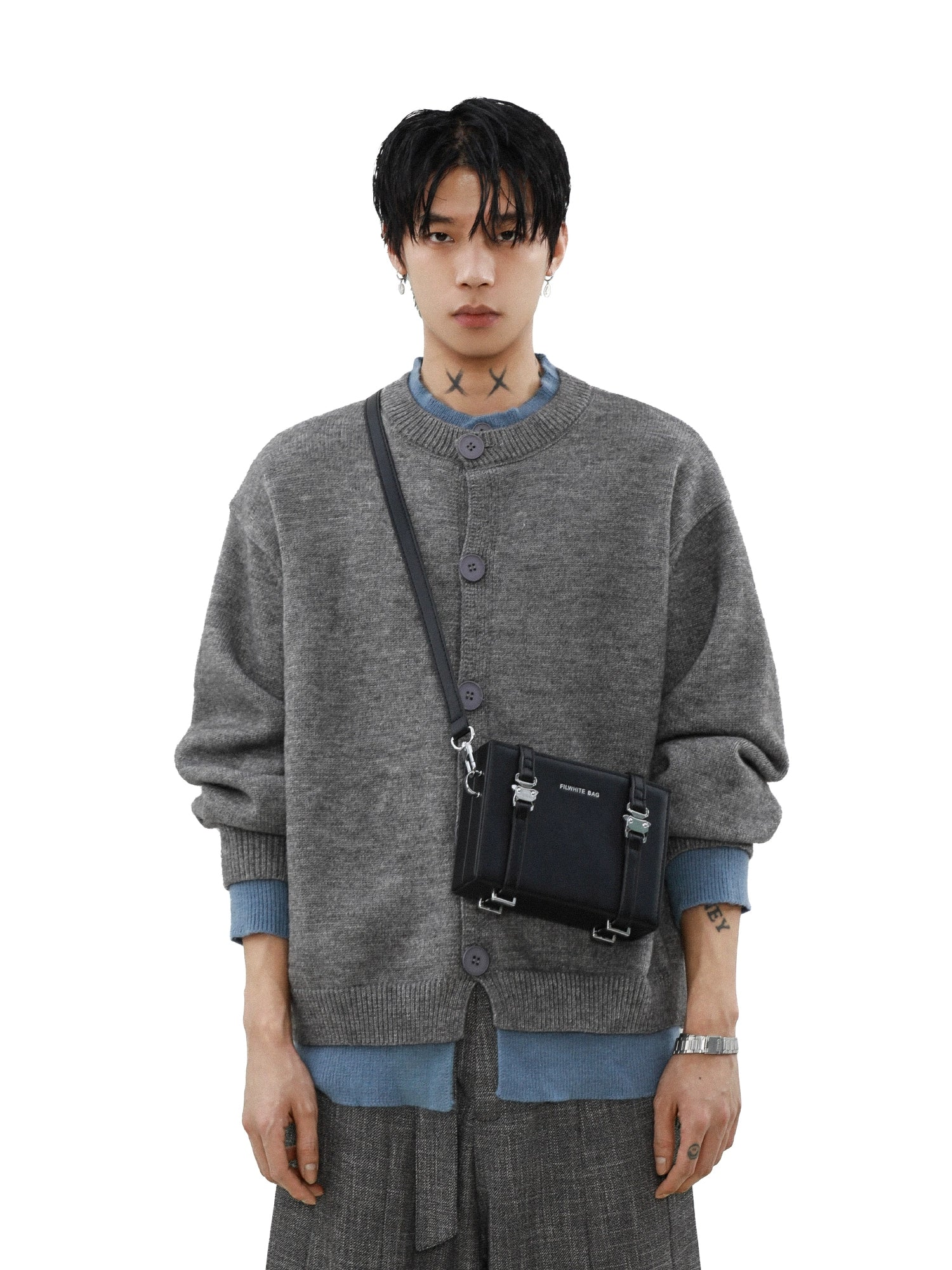 Slate Mist Oversized Knit Cardigan