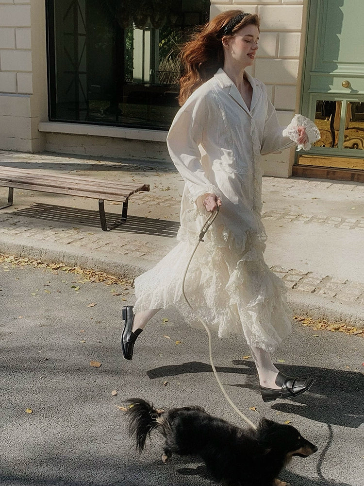 Lace Trim Layered Skirt and Relaxed Shirt