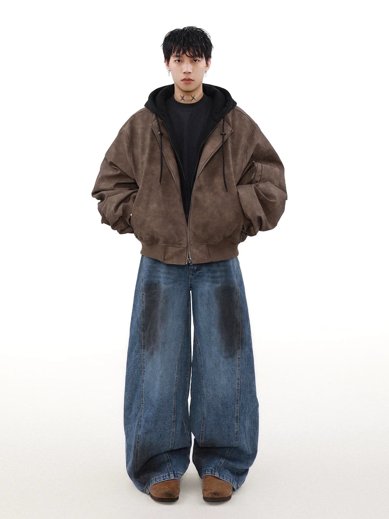 Umber Drift Oversized Moto Jacket