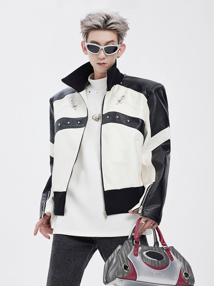 Two-Tone Metallic Bomber Jacket