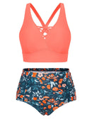 Women Plus Size Front Strappy Two Piece Bathing Suits