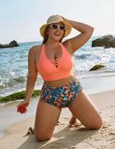 Women Plus Size Front Strappy Two Piece Bathing Suits