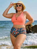 Women Plus Size Front Strappy Two Piece Bathing Suits