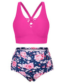 Women Plus Size Front Strappy Two Piece Bathing Suits