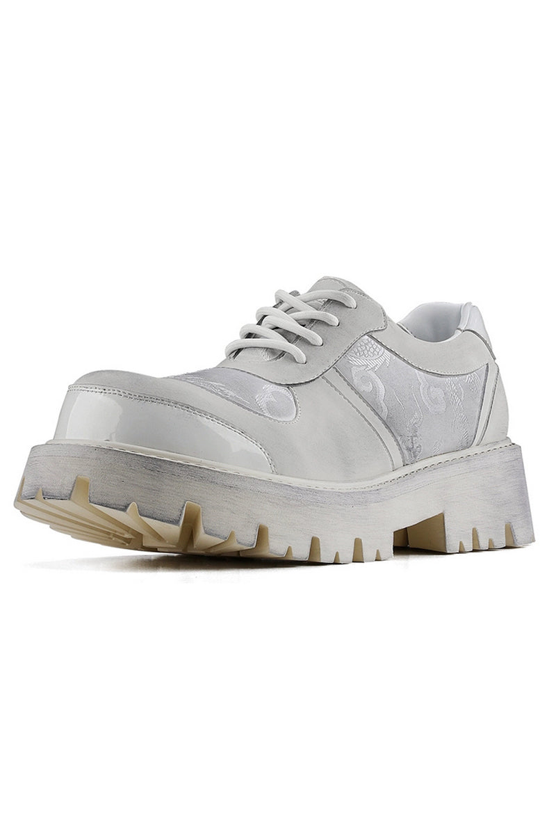 White Platform Combat Oxford Shoes