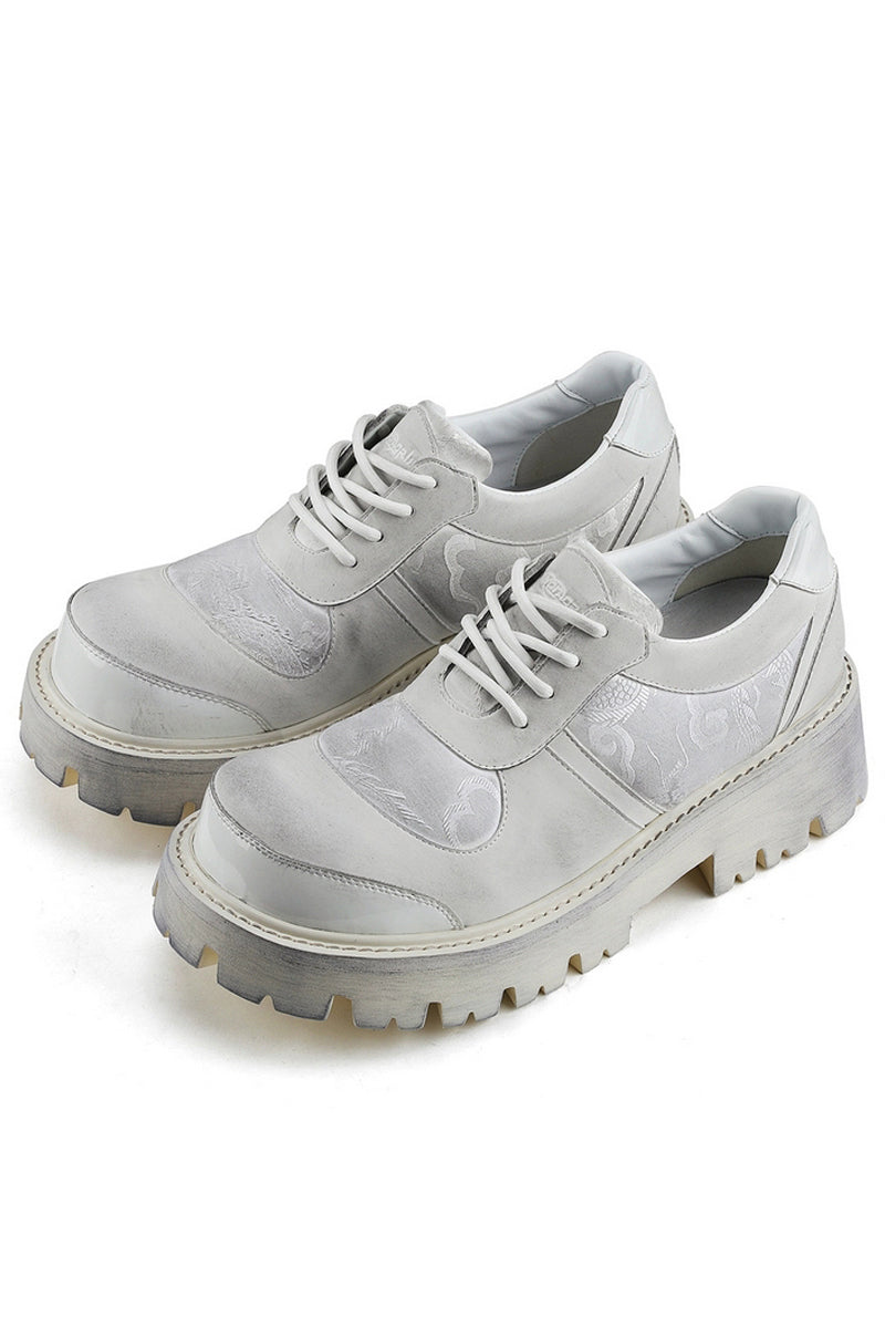 White Platform Combat Oxford Shoes