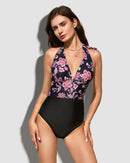 Retro Plunging Backless Tummy Control One Piece Swimsuit