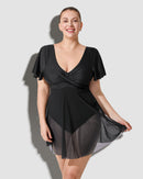 Plus Size Full Coverage Ruffle Swimdress